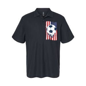 Soccer USA Flag Shirt, Soccer Ball Graphic Softstyle Adult Sport Polo