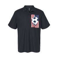 Soccer USA Flag Shirt, Soccer Ball Graphic Softstyle Adult Sport Polo