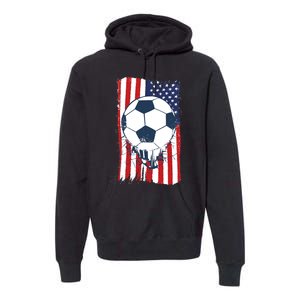 Soccer USA Flag Shirt, Soccer Ball Graphic Premium Hoodie