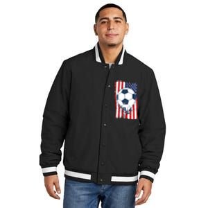 Soccer USA Flag Shirt, Soccer Ball Graphic Insulated Varsity Jacket