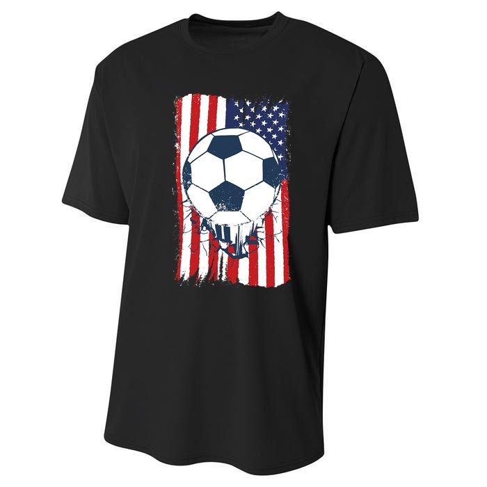 Soccer USA Flag Shirt, Soccer Ball Graphic Performance Sprint T-Shirt