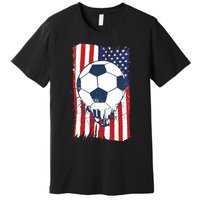 Soccer USA Flag Shirt, Soccer Ball Graphic Premium T-Shirt