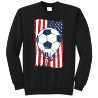 Soccer USA Flag Shirt, Soccer Ball Graphic Tall Sweatshirt