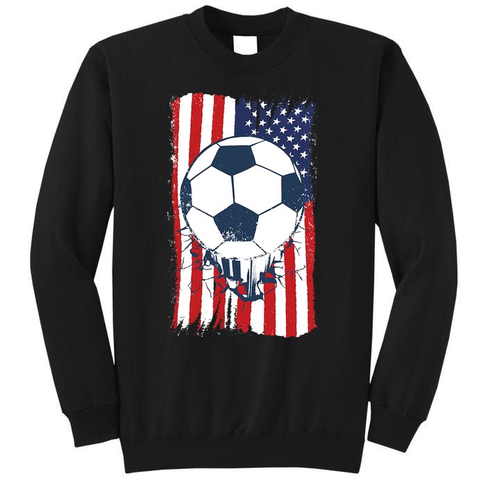 Soccer USA Flag Shirt, Soccer Ball Graphic Tall Sweatshirt