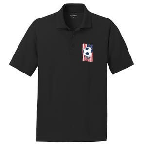 Soccer USA Flag Shirt, Soccer Ball Graphic PosiCharge RacerMesh Polo