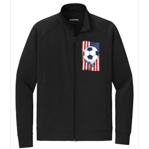 Soccer USA Flag Shirt, Soccer Ball Graphic Stretch Full-Zip Cadet Jacket