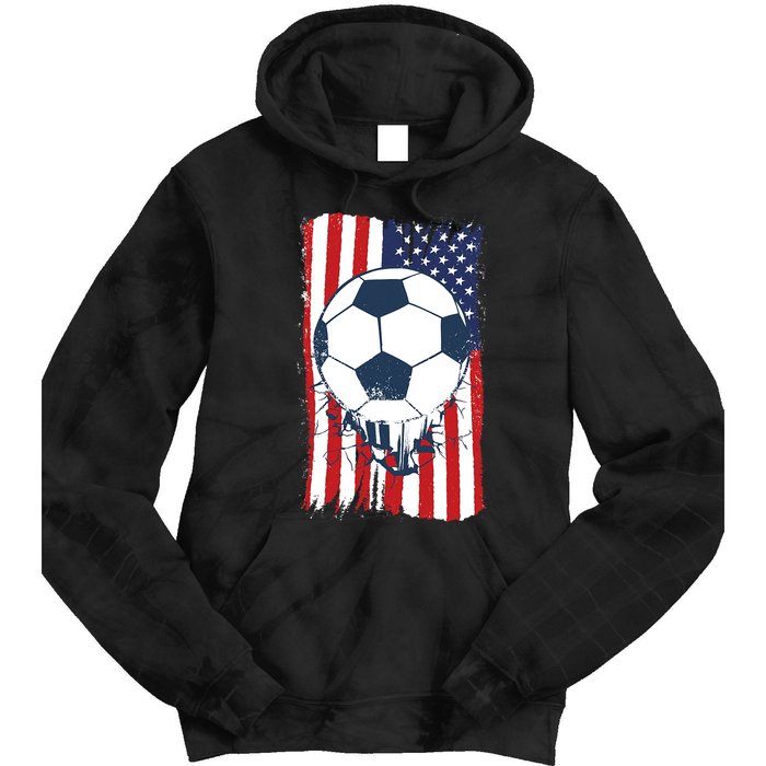 Soccer USA Flag Shirt, Soccer Ball Graphic Tie Dye Hoodie