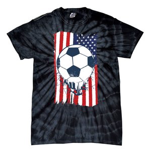 Soccer USA Flag Shirt, Soccer Ball Graphic Tie-Dye T-Shirt