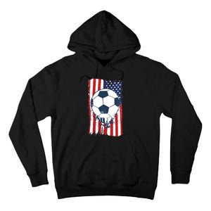 Soccer USA Flag Shirt, Soccer Ball Graphic Tall Hoodie