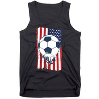 Soccer USA Flag Shirt, Soccer Ball Graphic Tank Top