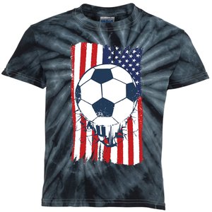 Soccer USA Flag Shirt, Soccer Ball Graphic Kids Tie-Dye T-Shirt