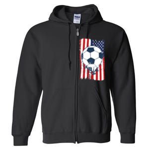 Soccer USA Flag Shirt, Soccer Ball Graphic Full Zip Hoodie