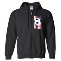 Soccer USA Flag Shirt, Soccer Ball Graphic Full Zip Hoodie