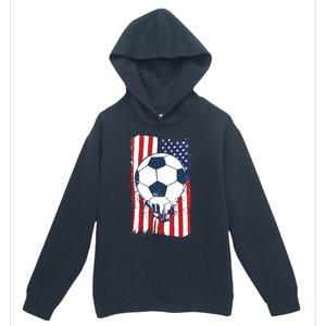 Soccer USA Flag Shirt, Soccer Ball Graphic Urban Pullover Hoodie