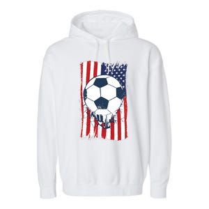 Soccer USA Flag Shirt, Soccer Ball Graphic Garment-Dyed Fleece Hoodie