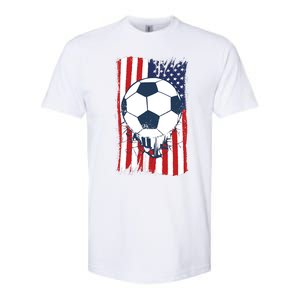 Soccer USA Flag Shirt, Soccer Ball Graphic Softstyle CVC T-Shirt