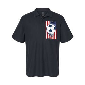 Soccer USA Flag, Soccer Ball Graphic Softstyle Adult Sport Polo