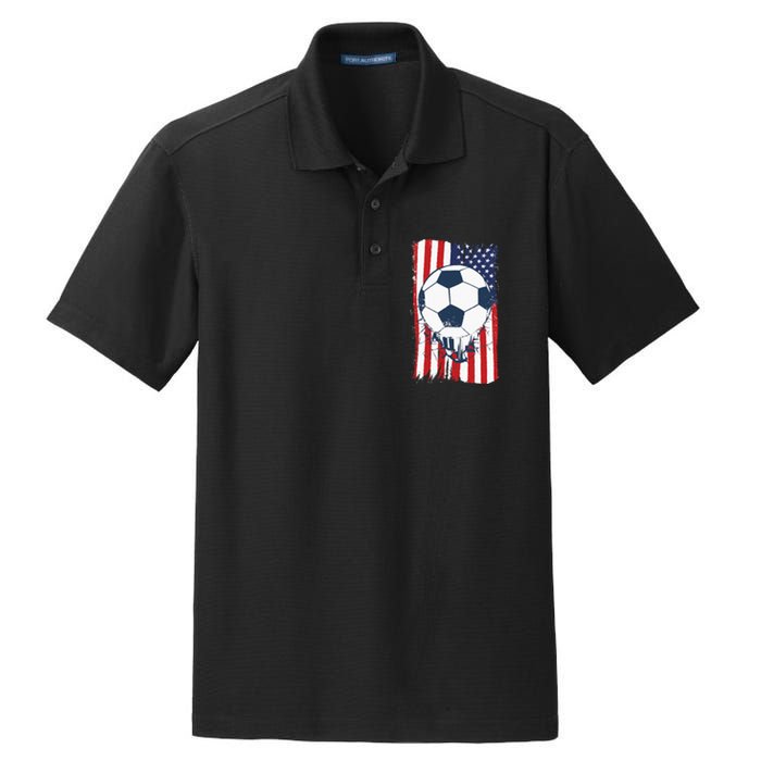 Soccer USA Flag, Soccer Ball Graphic Dry Zone Grid Polo