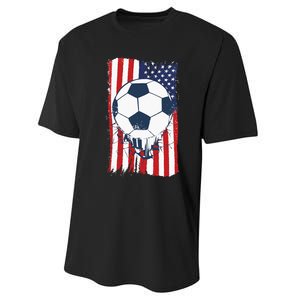 Soccer USA Flag, Soccer Ball Graphic Performance Sprint T-Shirt