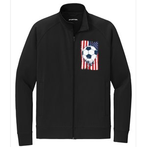 Soccer USA Flag, Soccer Ball Graphic Stretch Full-Zip Cadet Jacket