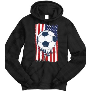 Soccer USA Flag, Soccer Ball Graphic Tie Dye Hoodie