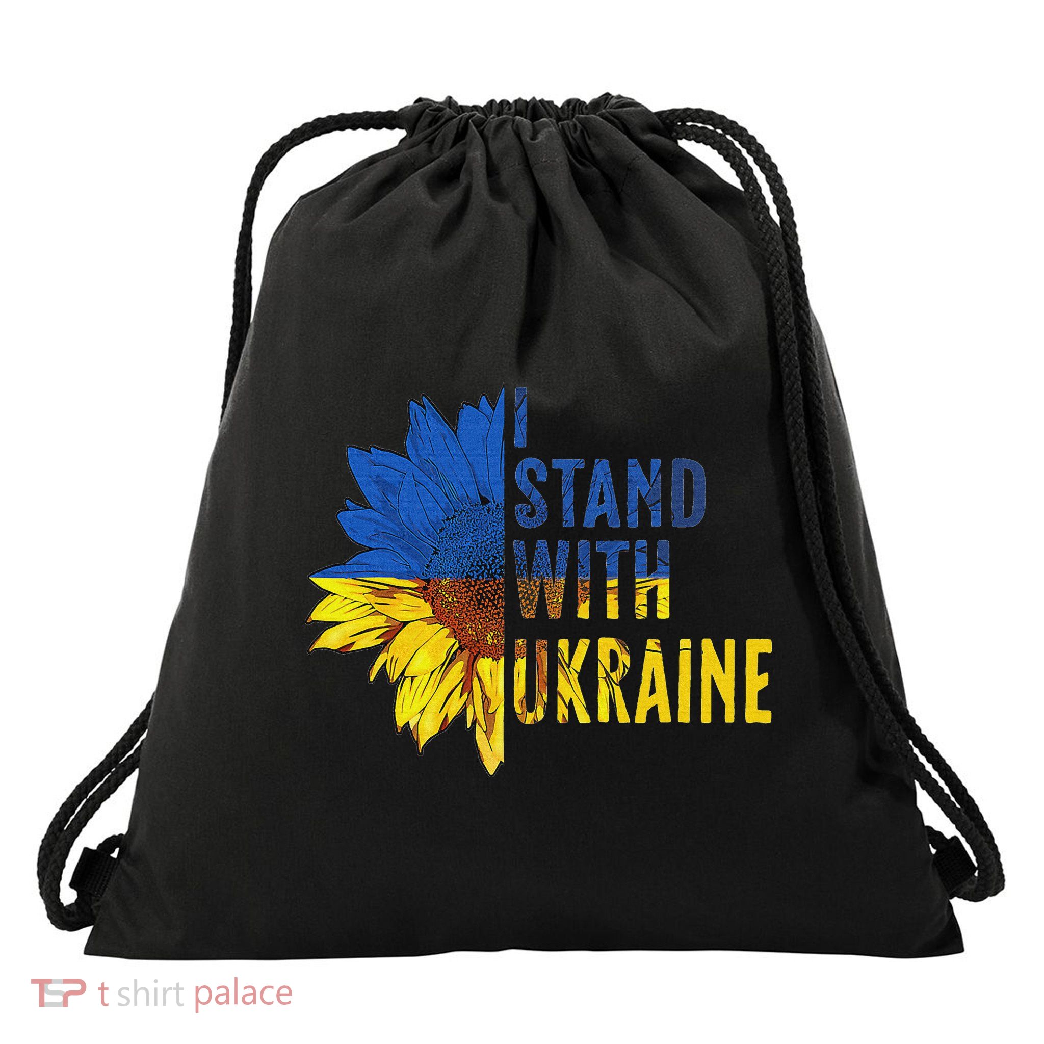 Sunflower Ukraine Flag I Stand With Ukraine Drawstring Bag