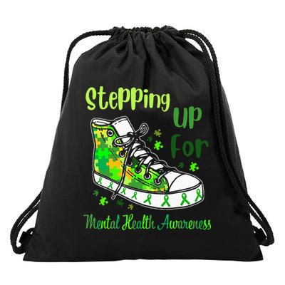 Stepping Up For Mental Health Awareness Shoes Drawstring Bag