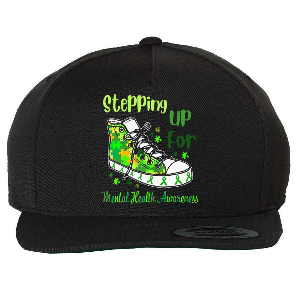 Stepping Up For Mental Health Awareness Shoes Wool Snapback Cap