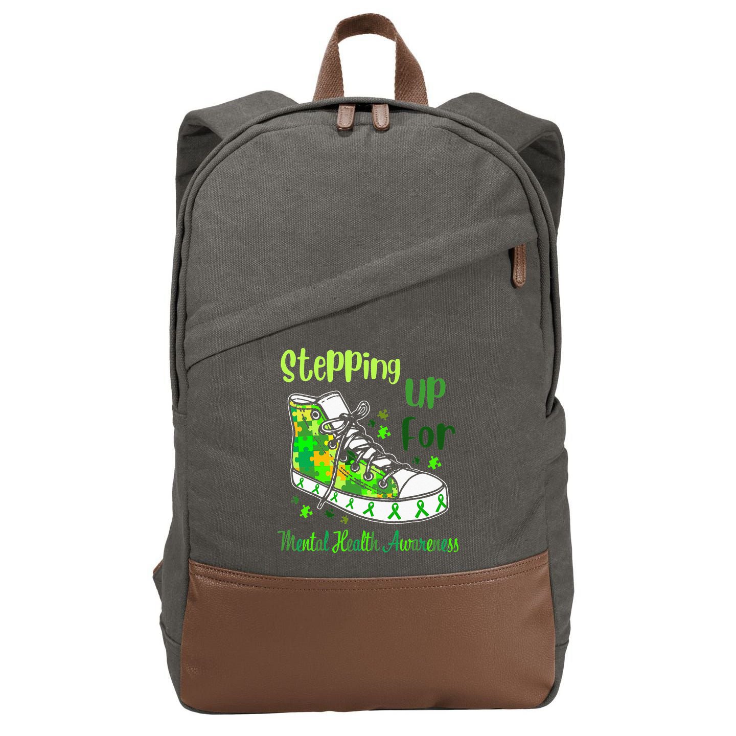 Stepping Up For Mental Health Awareness Shoes Cotton Canvas Backpack