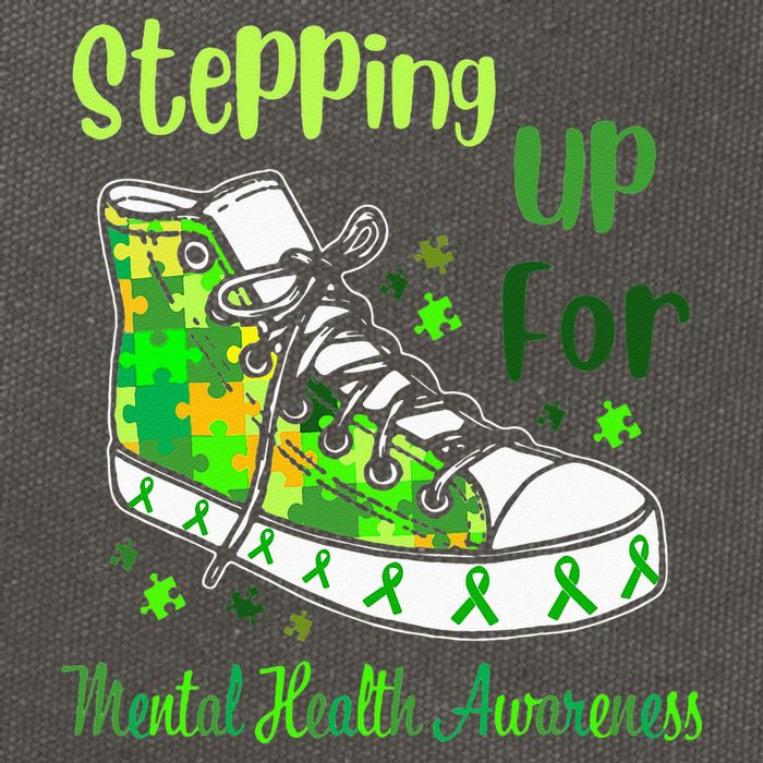 Stepping Up For Mental Health Awareness Shoes Cotton Canvas Backpack