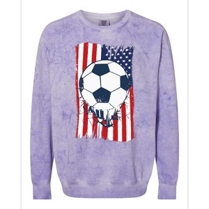 Soccer USA Flag Soccer Ball Graphic Colorblast Crewneck Sweatshirt