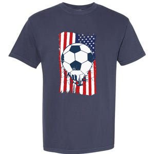 Soccer USA Flag Soccer Ball Graphic Garment-Dyed Heavyweight T-Shirt