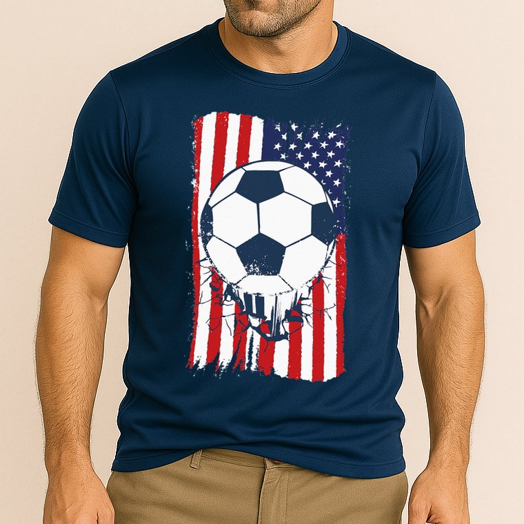 Soccer USA Flag Soccer Ball Graphic Cooling Performance Crew T-Shirt