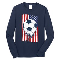 Soccer USA Flag Soccer Ball Graphic Long Sleeve Shirt