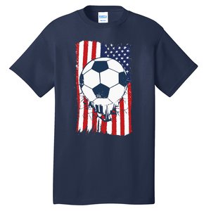 Soccer USA Flag Soccer Ball Graphic Tall T-Shirt