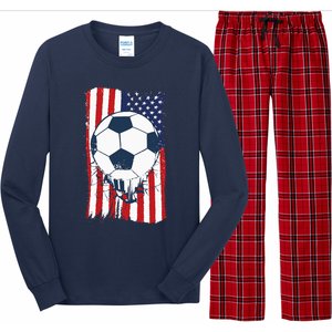 Soccer USA Flag Soccer Ball Graphic Long Sleeve Pajama Set