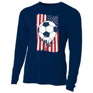 Soccer USA Flag Soccer Ball Graphic Cooling Performance Long Sleeve Crew