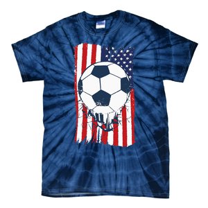 Soccer USA Flag Soccer Ball Graphic Tie-Dye T-Shirt