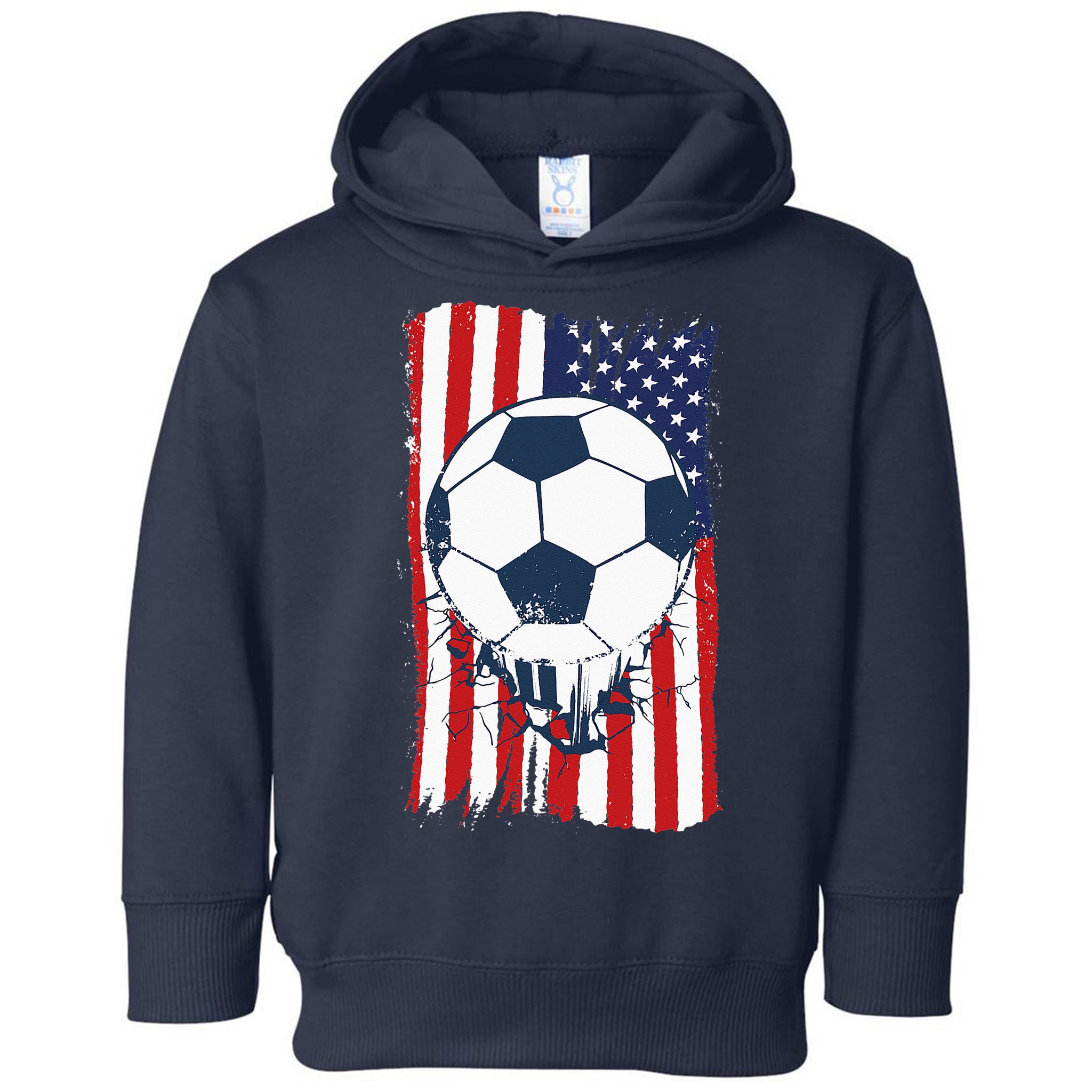 Soccer USA Flag Soccer Ball Graphic Toddler Hoodie