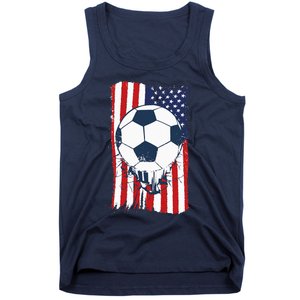 Soccer USA Flag Soccer Ball Graphic Tank Top