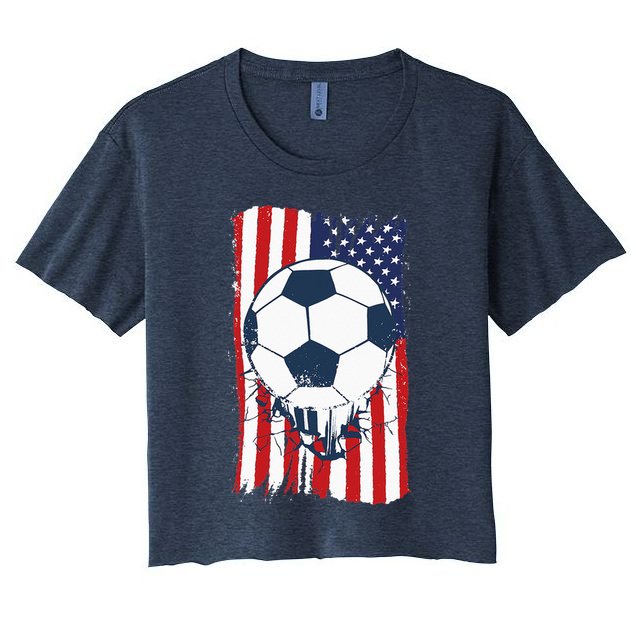 Soccer USA Flag Soccer Ball Graphic Crop Top