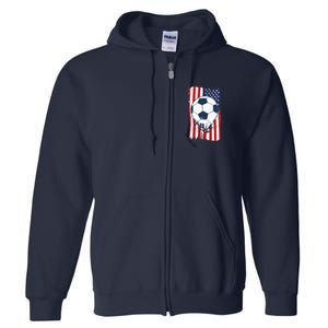 Soccer USA Flag Soccer Ball Graphic Full Zip Hoodie