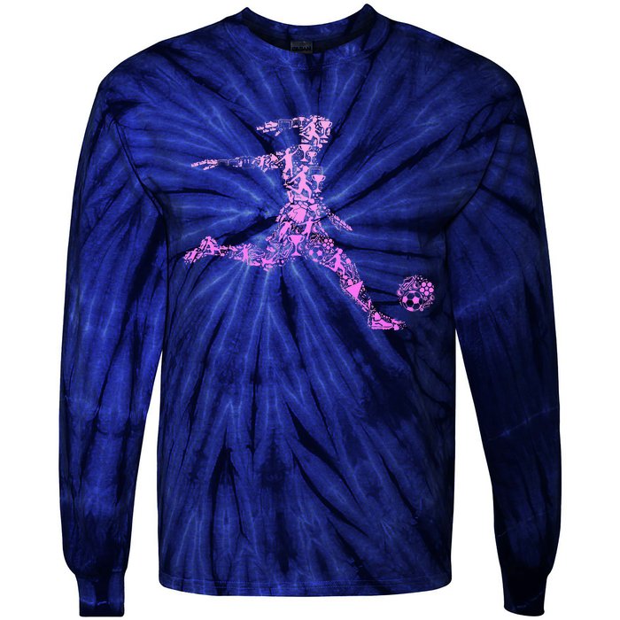 Soccer USA Flag Soccer Ball Graphic Tie-Dye Long Sleeve Shirt