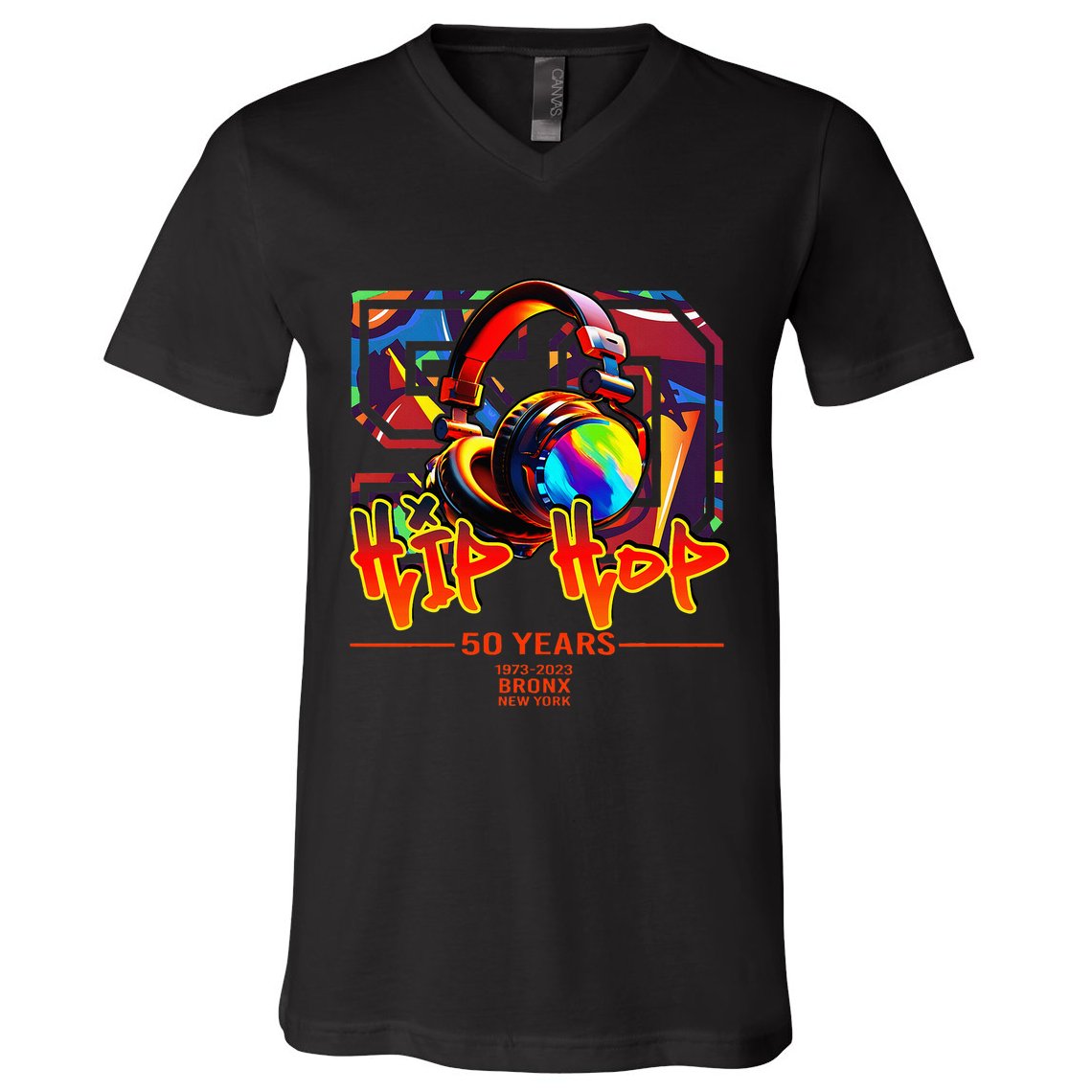 Street Urban Graffiti Art Celebrating 50 Years Of Hip Hop V-Neck T-Shirt