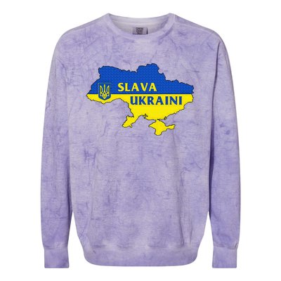 Slava Ukraini Glory To Ukraine Support Ukrainian Flag Colorblast Crewneck Sweatshirt