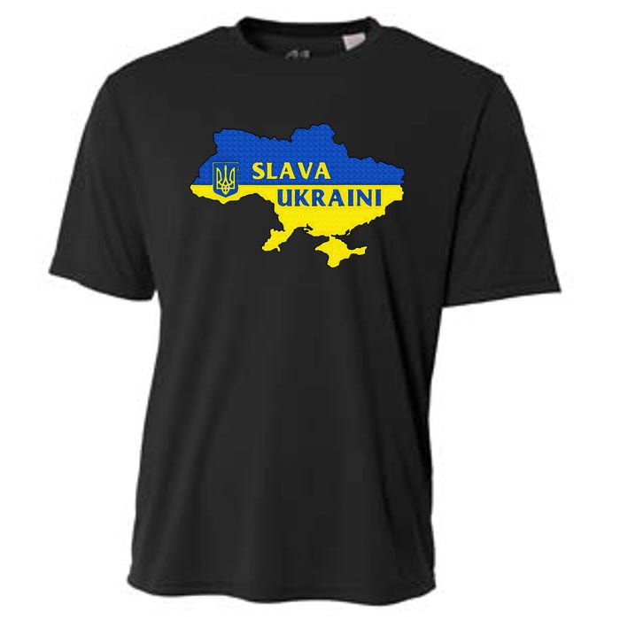 Slava Ukraini Glory To Ukraine Support Ukrainian Flag Cooling Performance Crew T-Shirt