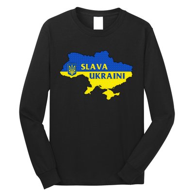 Slava Ukraini Glory To Ukraine Support Ukrainian Flag Long Sleeve Shirt