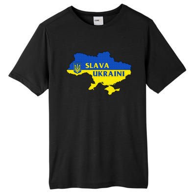 Slava Ukraini Glory To Ukraine Support Ukrainian Flag Tall Fusion ChromaSoft Performance T-Shirt