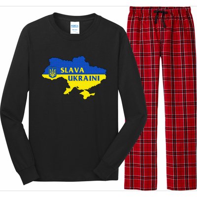 Slava Ukraini Glory To Ukraine Support Ukrainian Flag Long Sleeve Pajama Set