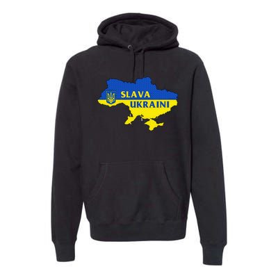 Slava Ukraini Glory To Ukraine Support Ukrainian Flag Premium Hoodie